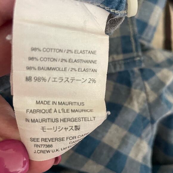 J Crew Mens Shirt L Blue Gray Gingham Slim Long Sleeve Button Down Casual Preppy - Picture 9 of 12